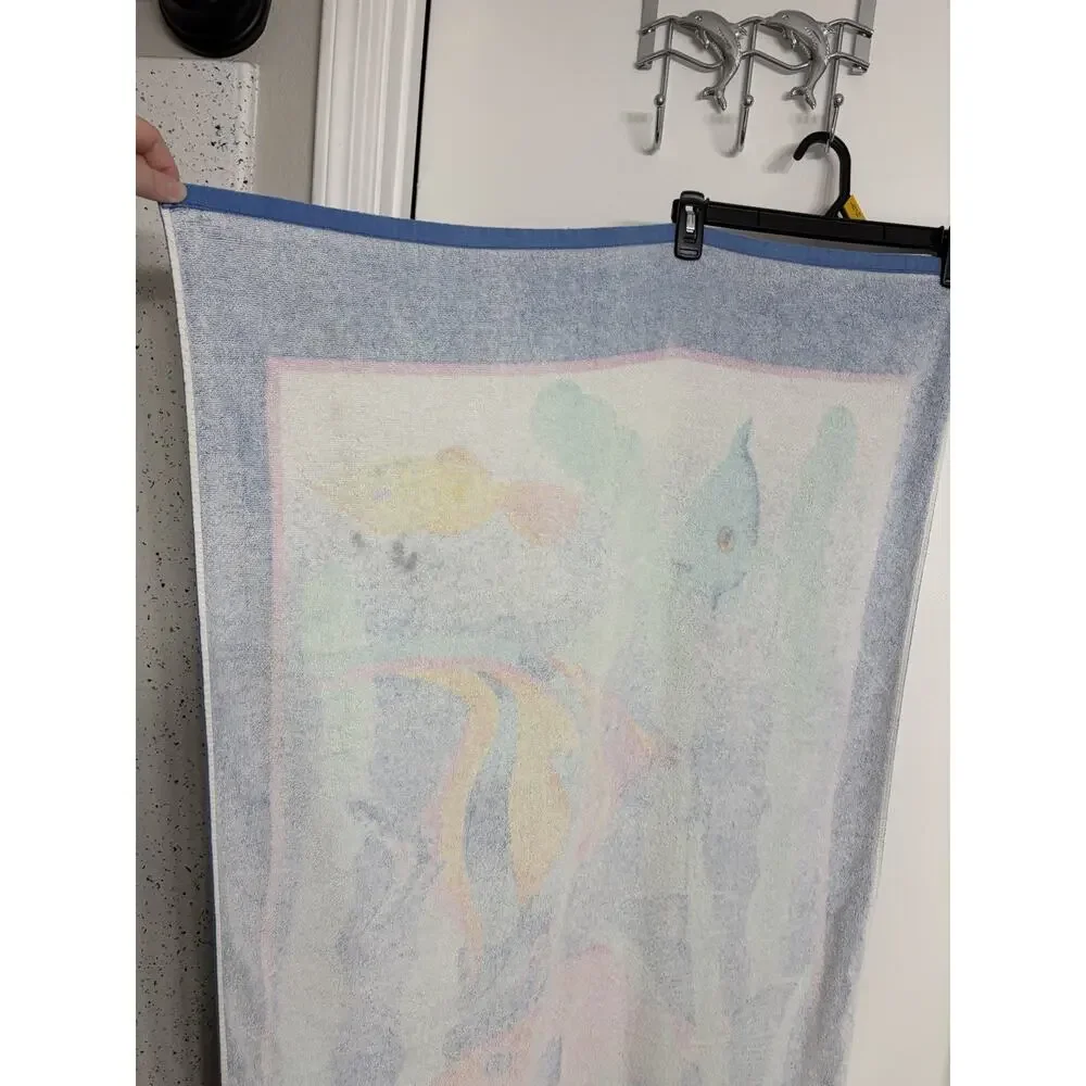 Vintage Seaside Oversized Beach Towel Ocean Tropical Fish Scene 30